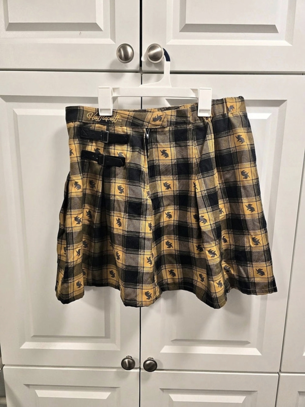 Hot Topic Harry Potter Hufflepuff Plaid Pleated Skirt Large Costume Hogwarts